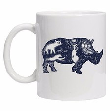 Spirit Animal Double Exposure Unique Tea Coffee RHINO Mug Cup gift Birthday 