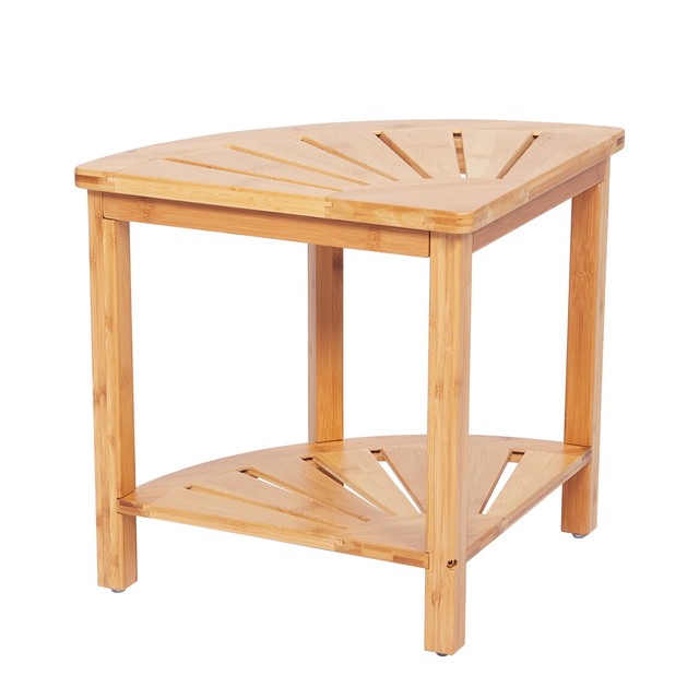 Corner Bamboo Shower Bench Waterproof Bath Seat Stool With 2 Tier Shower Bench Waterproof Bath Seat Stool