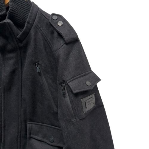 Guess Wool Blend Military Jacket Utility Black Men’s Size Medium - Picture 2 of 10