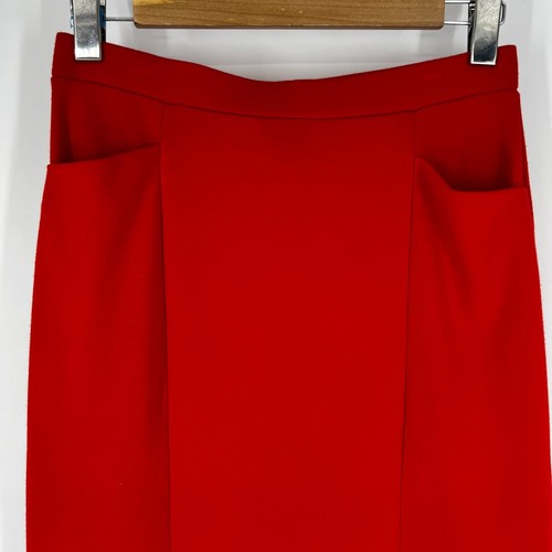 ANNE KLEIN Red Pencil Skirt Size M Stretch Knit Pockets Elastic Waist Band - Picture 3 of 14