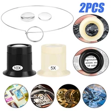 2pcs Jewelers Loupe Portable Monocular Magnifier for Watch Repair 5X 10X
