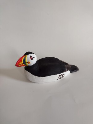 New England Country Home Décor Carved Atlantic Puffin Carving Maine Art USA