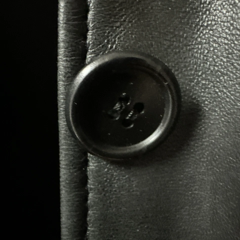 Chaqueta Abrigo Vintage Roots Canada Mujer Cuero Negro Talla 1 Bolsillos Cinturón Corbata Foto 4 de 4