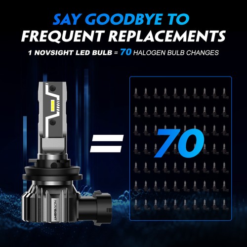 NOVSIGHT 9005 H11 H8 H9 LED Headlight Bulbs Lamp Conversion 6500K 10000LM 4pcs - Picture 9 of 22