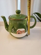 Log Cabin Christmas Winter Tea Pot Macys The Cellar Green Holiday Snow