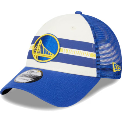 Golden State Warriors Hat Stripes Royal Blue New Era 9Forty Adjustable Snapback