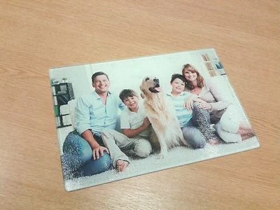 CUSTOM PRINTED Worktop Saver Personalised Chopping Board Custom Photo Printed Glass