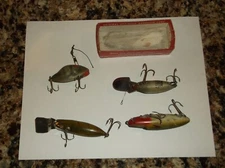 Lot of 5 Vintage Antique Heddon Go Deeper River Runt Pico Perch empty box Look !