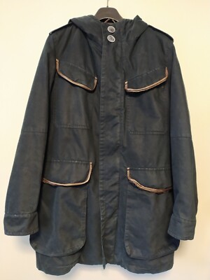 Thomas Burberry Jacke Herren Medium Schwarz Mantel Kapuze Sherpa Gefüttert Parka Y2K