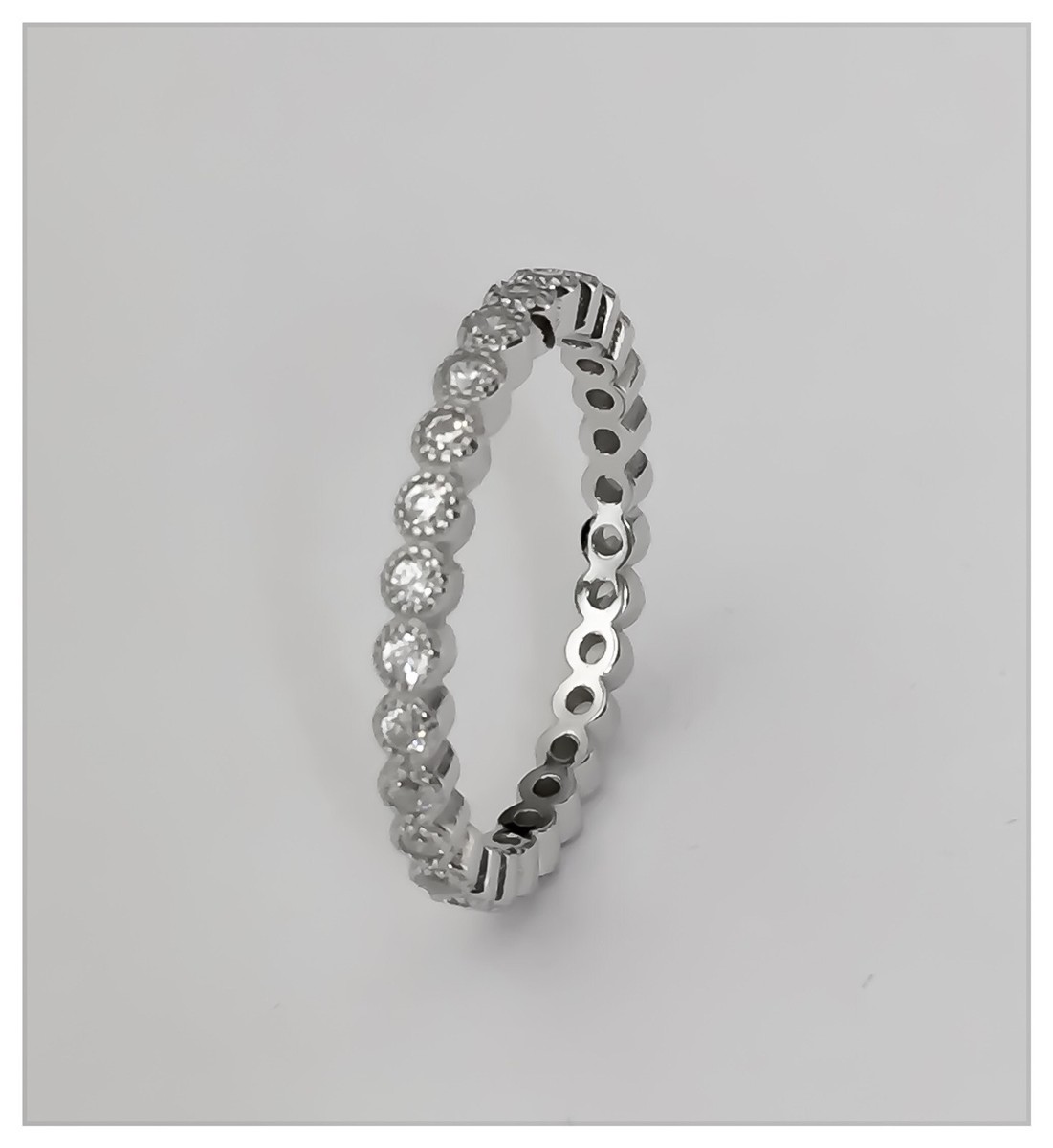 Bague Alliance Argent 925 Zircons T54 - Bijou Femme Neuf Avec étiquettes