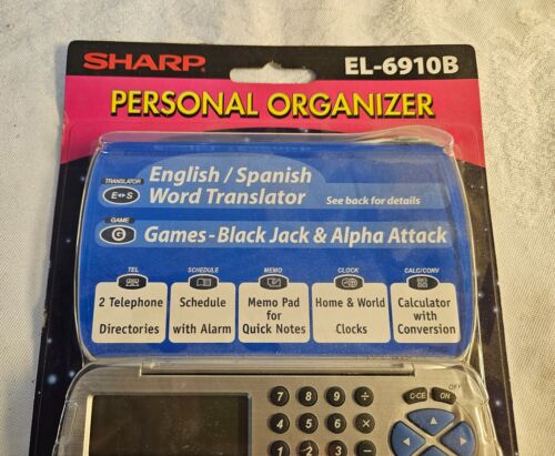 Organisateur personnel SHARP EL-6910B traducteur espagnol alarme blackjack et PLUS neuf dans son emballage - Photo 2 sur 4