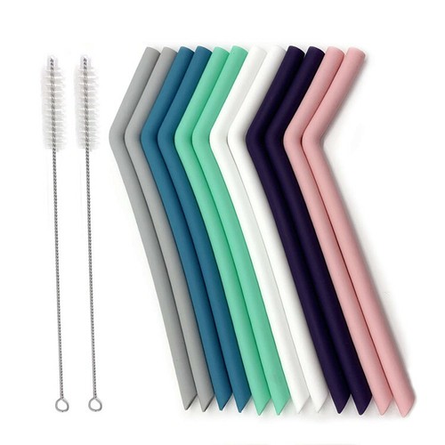 Premium Silicone Reusable Wide Bent Straws for Smoothies, Bubble Tea, 15 Colours - Picture 3 of 41