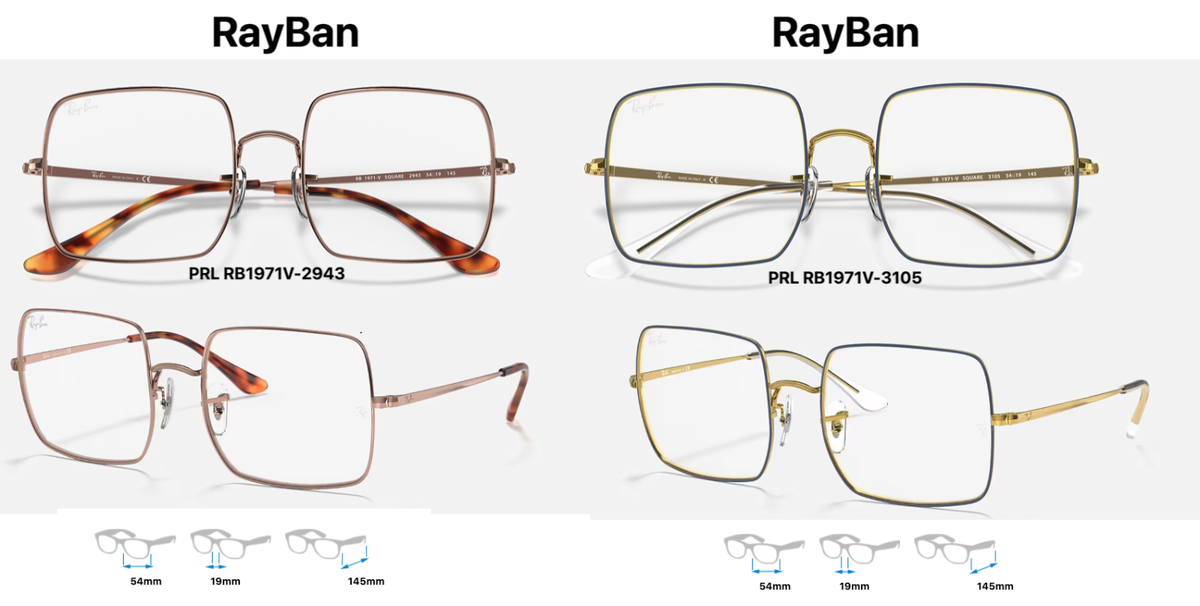 Ray-Ban RB 1971-V Square Optics Eyeglass Frames (Multiple Colors