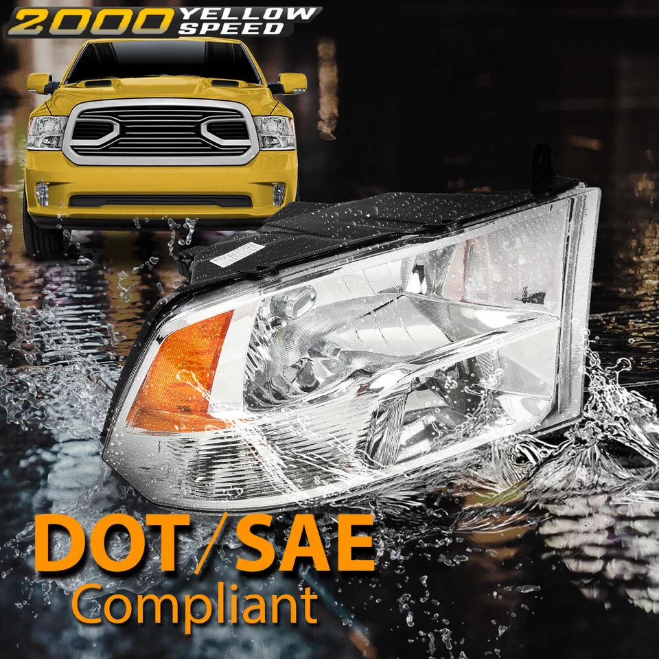 Fit For 2009-2018 Dodge Ram 1500 2500 3500 Chrome Headlights Passenger Side Foto 4 de 4