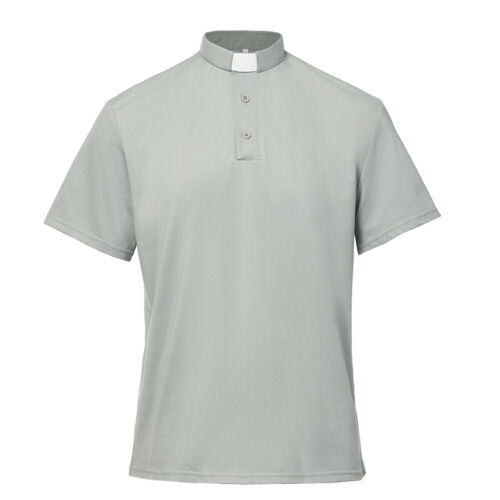 T-Shirt Herren Klerus Poloshirt Priester Vikar Pastor Tops mit Kleriker Tab Kragen - Bild 9 von 38