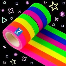 7 Pack Neon Tape Glow in The Dark Tape for UV Glow Party, Fluorescent UV Blackli