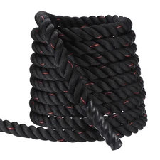 Battle Rope Polyester Heavy Workout Exercise Rope 50ft x 2 Inch, Black Red