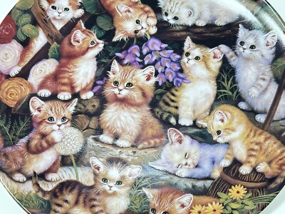 Collectible 1997 Bradford Exchange German Flock of Kittens Porcelain Plate