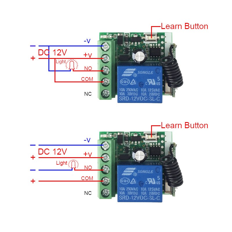 433Mhz Wireless Remote Control EV1527 Learning Code Transmitter Relay ...