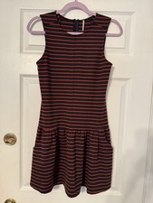 Free People Women’s Small Sleeveless Black & Rust Striped Mini Dress