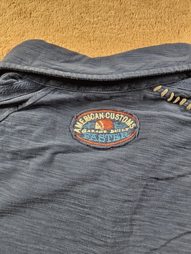 Affliction Polo Shirt American Customs Motor Club Patch Y2K Grunge Biker Size XL - Imagen 8 de 9
