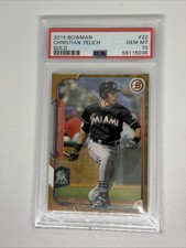 2015 Bowman Christian Yelich # 22 Gold /50 Marlins Brewers PSA 10