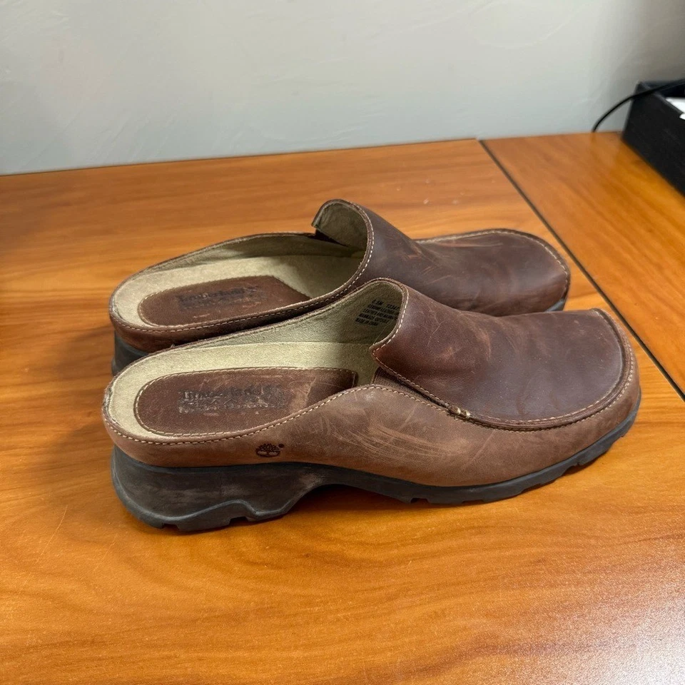 Timberland Mocasín Sin Cordones Mula Cuero Marrón Occidental Informal Comodidad Neutro Foto 3 de 4