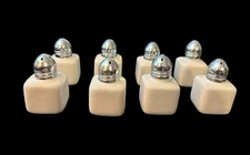 Furio Set Of 8 Mini Salt & Pepper Shakers 1” White Ceramic Cubes Individual