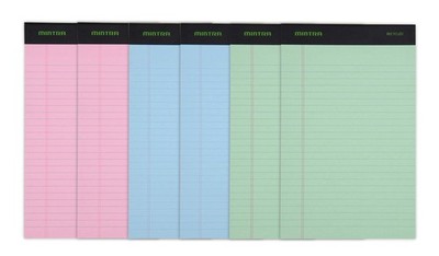 Recycled Writing Pads 6pk (Pastel, Junior (5in x 8in)) - 50 Sheets per Notepa...
