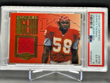 Derrick Thomas 1999 Leaf Certified Gridiron Gear-Red #DT58 GAME WORN /300 POP 1
