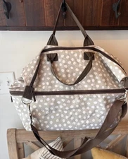 EUC Thirty-One 31 Expand-A-Tote Polka Dot Taupe Bag