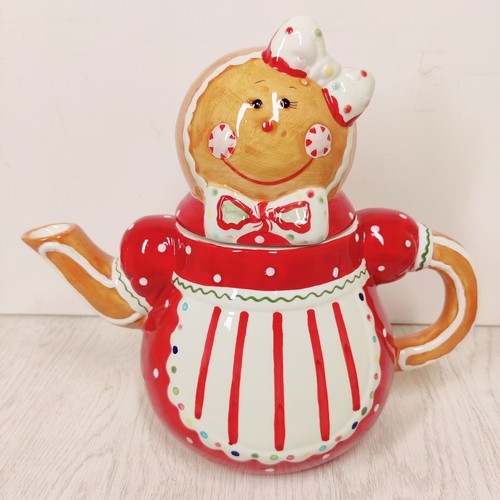 Antigua tetera y taza de Navidad de pan de jengibre y especias de jengibre para dama - Imagen 5 de 11