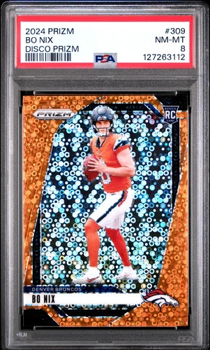 2024 Panini Prizm Bo Nix #309 Disco PSA 8