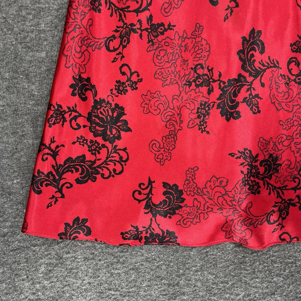 Apt. 9 Intimates Satin & Lace Chemise Nightie Red Black Floral Lace Trim Size XL Foto 3 de 4