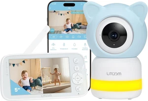 4MP Baby Monitor with Camera and Audio, 5-Inch 1080P Split-Screen, No Wifi & 5G/