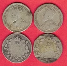 4 Undated Canada Silver Dimes: 1911-1936 .24+ Troy Oz ASW ~ US$19 in Silver