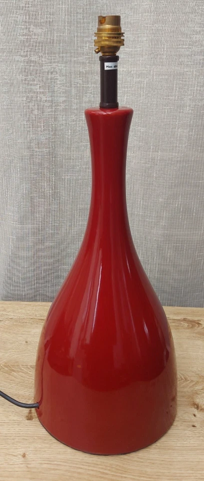 Vintage Table Lamp Large Ceramic Red Table Light Ring Lighting England / Leeds - Image 2 of 4
