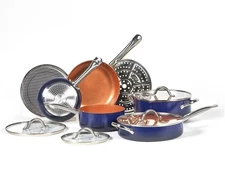 Copper Chef QuickCook 16Piece Pan Set with CeramiTech Navy/Copper