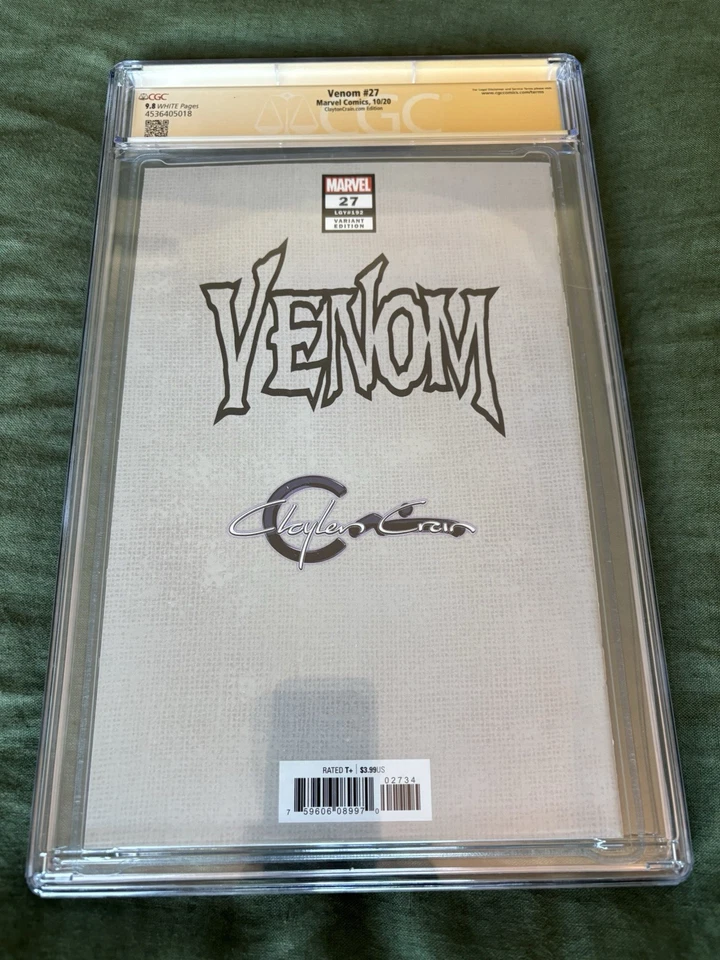 Venom 27 Clayton Crain SS CGC 9.8 Firmado Venom $ Carnage Virgen Cubierta Mínima Foto 2 de 4
