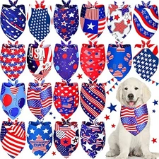  20 Pcs 4th of July Dog Bandanas for Pets Memorial Day Dog Bandanas Star L