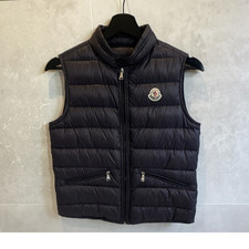 Moncler Navy Nylon Puffer Waistcoat Vest Full Zip Logo Stand Collar One Size