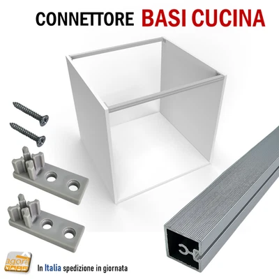 SHOPISNOW BARRA COLLEGAMENTO BASI CUCINA BASE BOX CUCINA ALLUMINIO 18X18 ALBEAM CONNETTORI