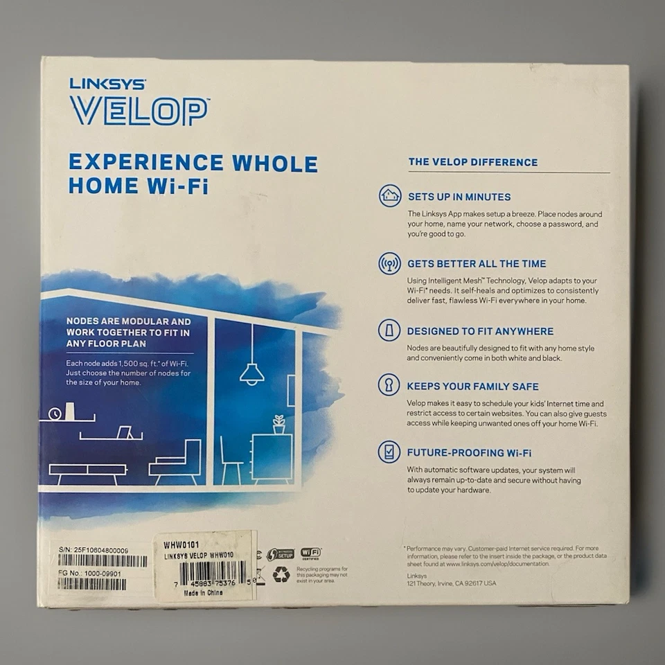Linksys WHW01 Dual-Band Series VELOP AC1300 Whole Home Mesh Wi-Fi System - Image 3 of 4