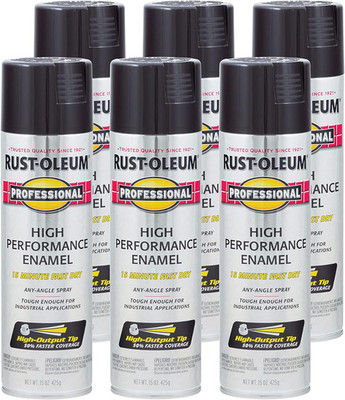 7579838-6PK Professional High Performance Enamel Spray Paint, 15 Oz, Gloss Black