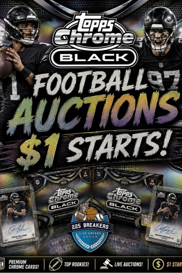 TOPPS CHROME BLACK FOOTBALL AUCTIONS $1 STARTS