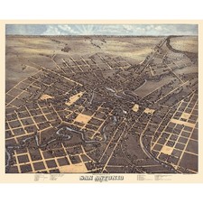 Historic City Map - San Antonio Texas - Koch 1873 - Vintage Wall Art