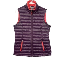 Boeing Puffer Vest Women’s Medium Down Purple Quilted Sleeveless Jacket Nylon