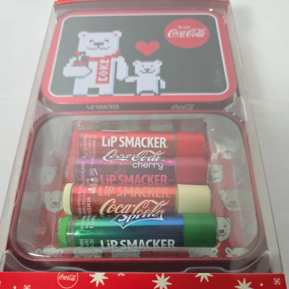 Coca Cola Lip Smacker Lip Balm Set  Of 4pcs With Tin Container  In New package - Image 4 of 4