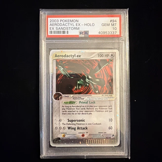 2003 POKEMON EX SANDSTORM #94 AERODACTYL EX-HOLO PSA 10