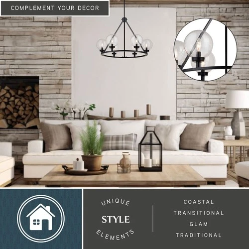 Vaxcel Lighting H0277 Lander 6 Light 28"W Ring Chandelier - Black - Picture 11 of 12